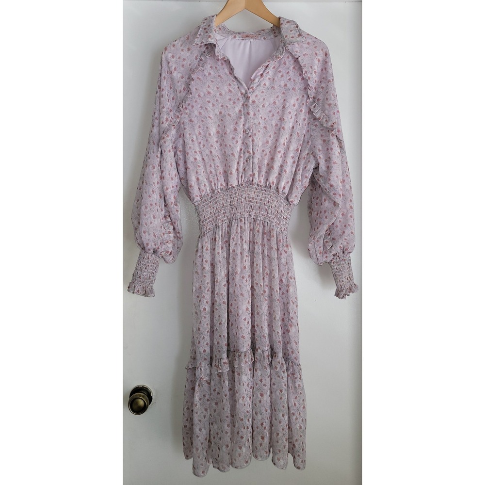 Udel New York Women's Floral Dress XL Purple Multi Modest Midi